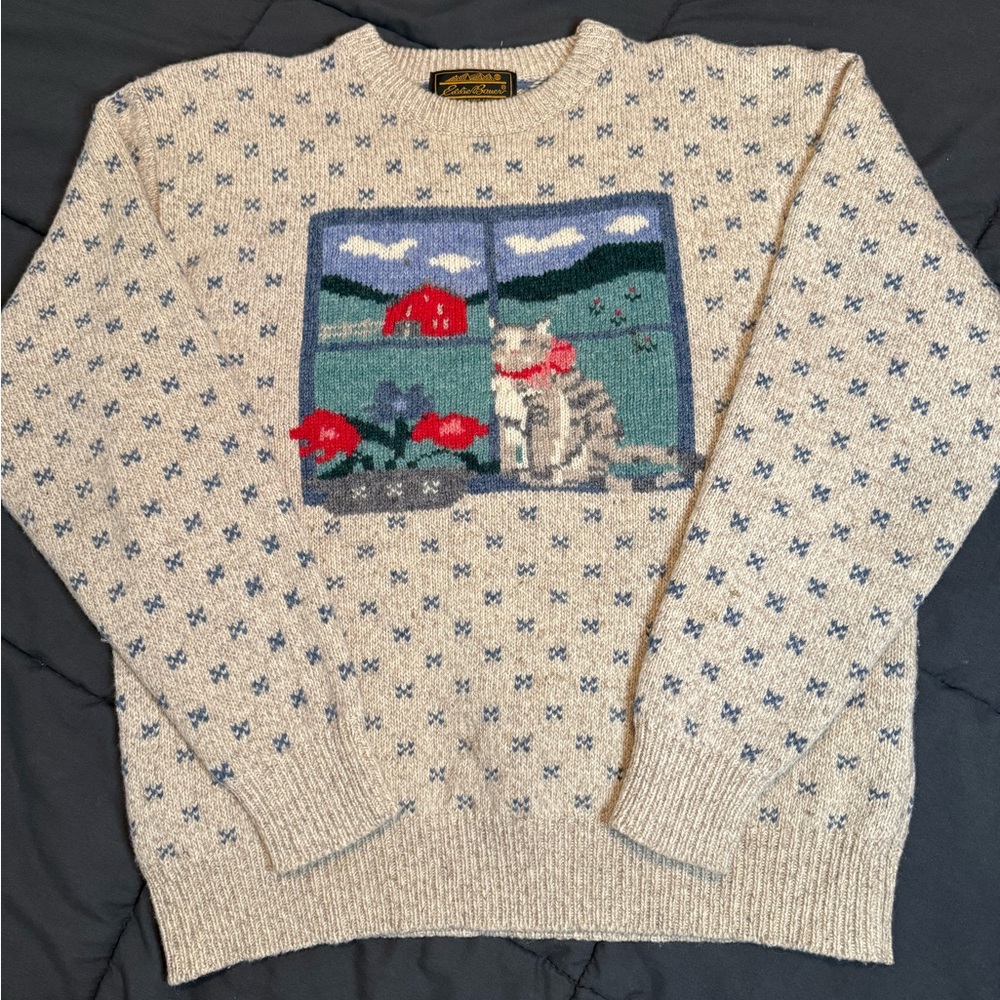 Vintage Eddie Bauer Wool Cat Sweater